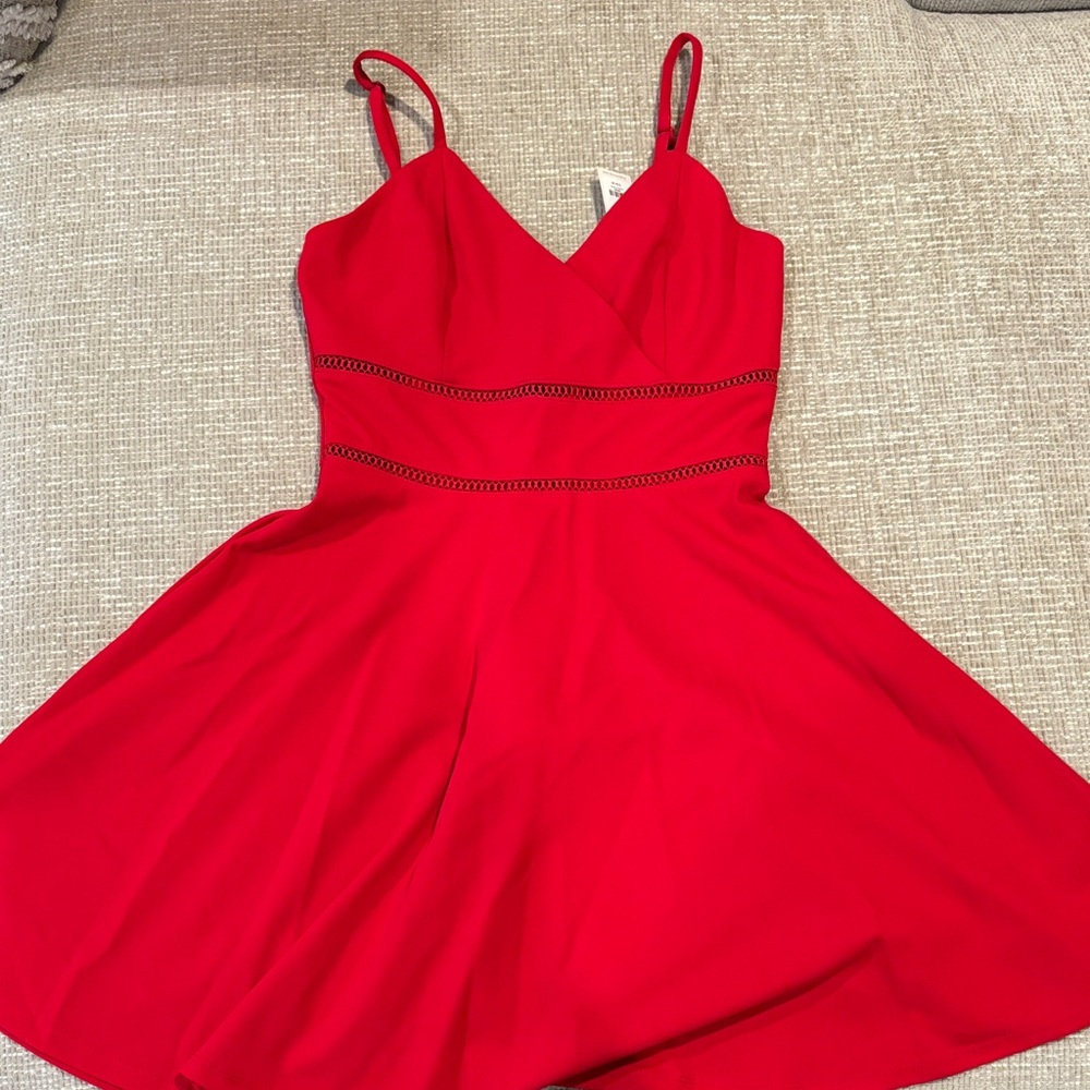 Francescas Red Sleeveless Dress with Cutout Detail